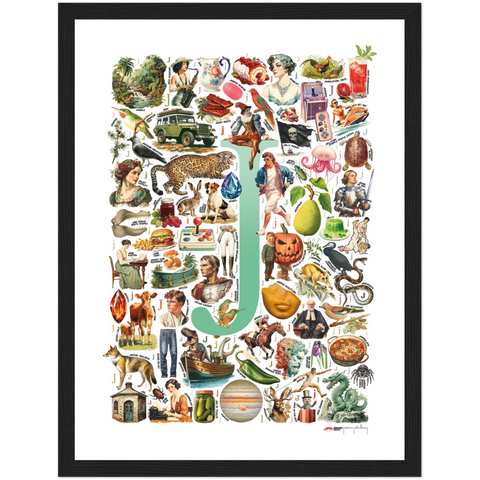 J is for Journey - a poster with English J words