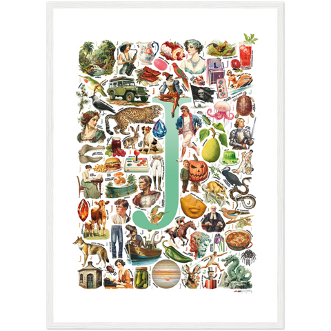 J is for Journey - a poster with English J words