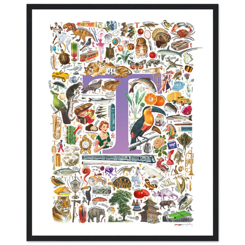 "T is for Treasure" — a Renard Roux alphabet poster with English T words (purple version)