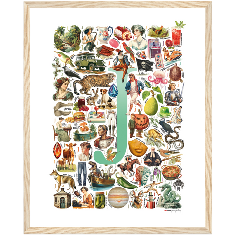J is for Journey - a poster with English J words