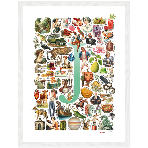 J is for Journey - a poster with English J words