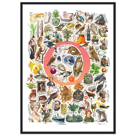 "O is for Original" — a Renard Roux alphabet poster with English O words (red version)
