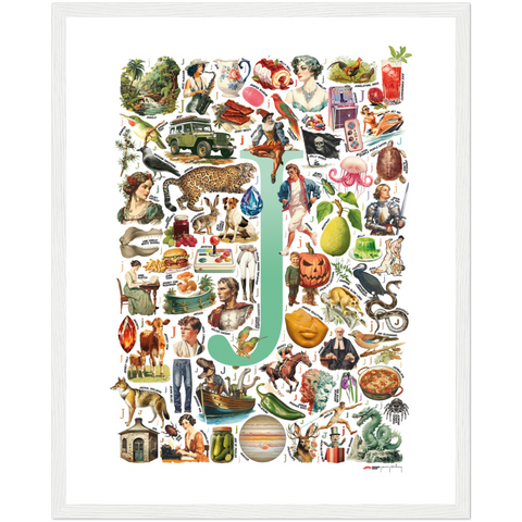 J is for Journey - a poster with English J words