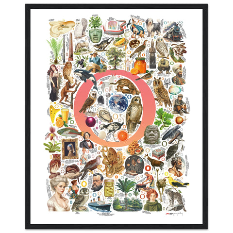 "O is for Original" — a Renard Roux alphabet poster with English O words (red version)