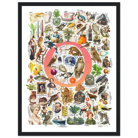 "O is for Original" — a Renard Roux alphabet poster with English O words (red version)