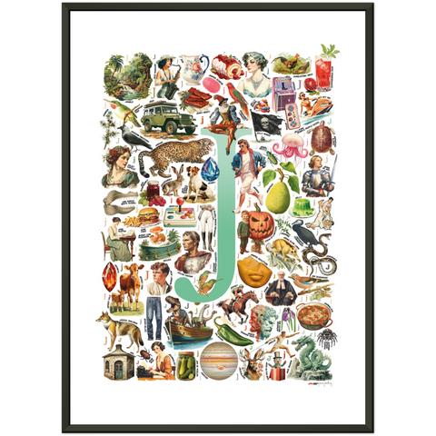 J is for Journey - a poster with English J words