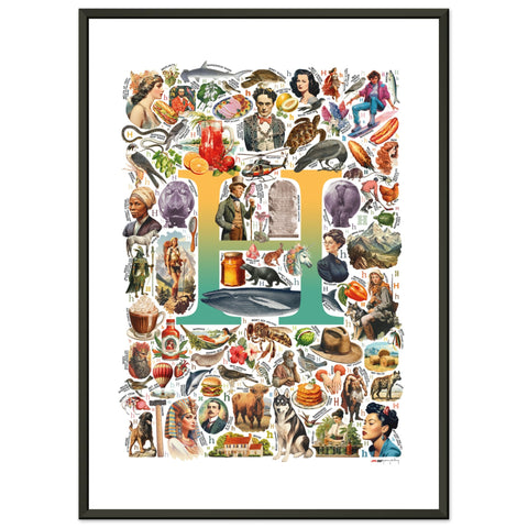 H is for Heroes - a poster with English H words