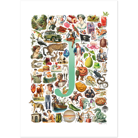 J is for Journey - a poster with English J words