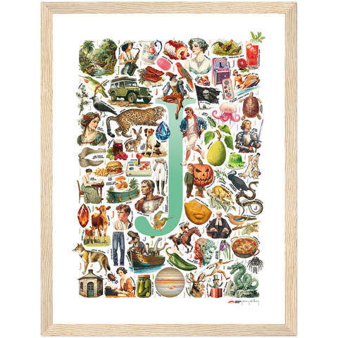 J is for Journey - a poster with English J words