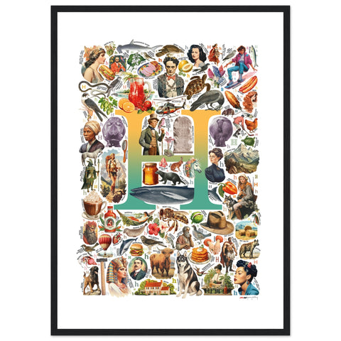 H is for Heroes - a poster with English H words