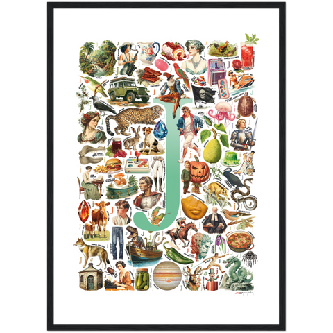 J is for Journey - a poster with English J words
