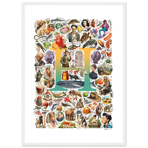 H is for Heroes - a poster with English H words