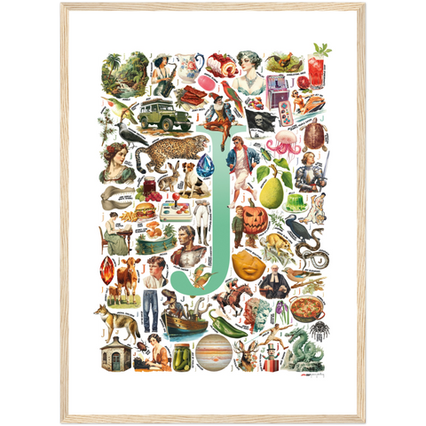 J is for Journey - a poster with English J words