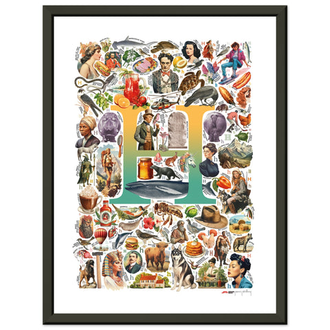 H is for Heroes - a poster with English H words
