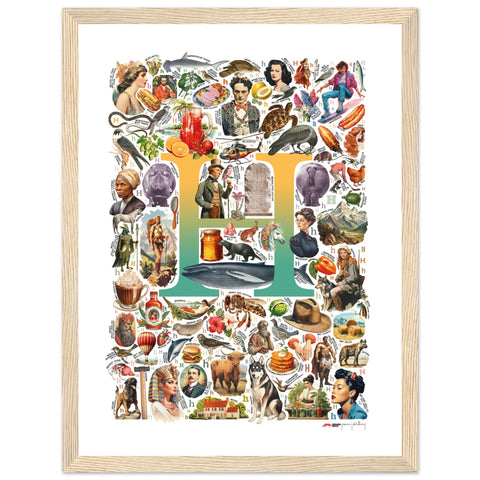 H is for Heroes - a poster with English H words