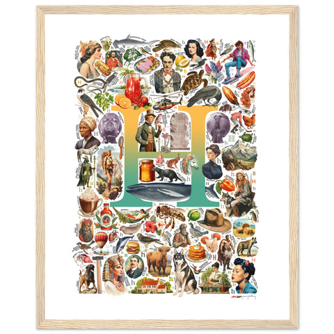H is for Heroes - a poster with English H words