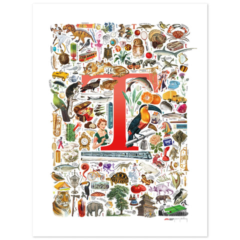 T is for Treasure - a poster with English T words