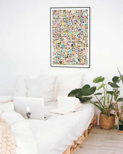 Det Danske Alfabet — en plakat med over 600 illustrationer af danske ord