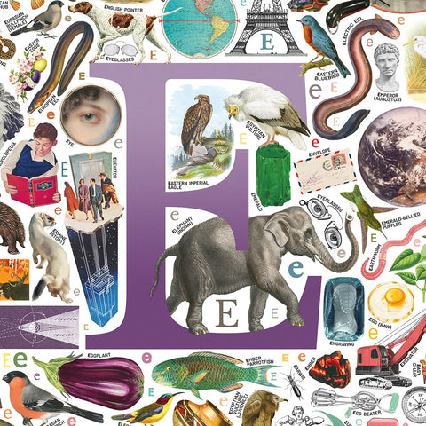 E is for Explore - a poster with English E words