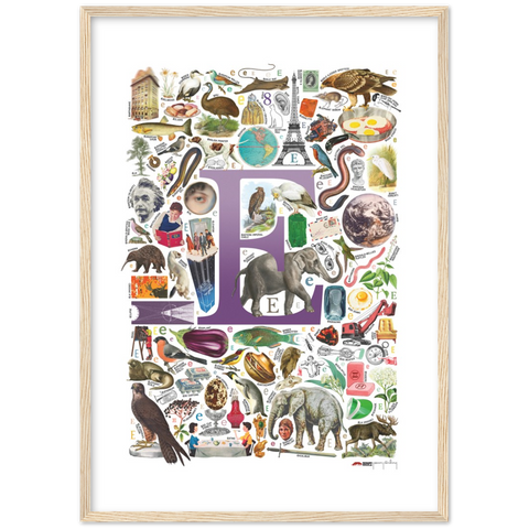 E is for Explore - a poster with English E words
