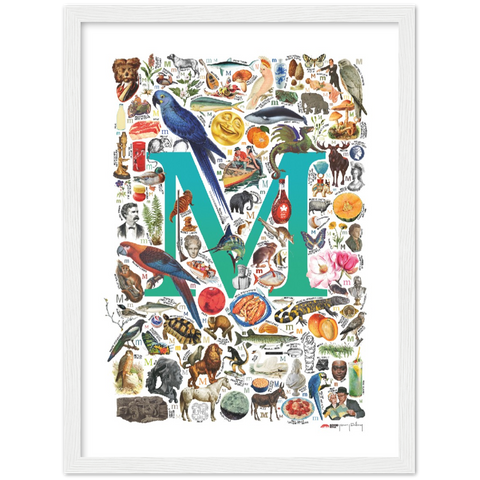 M is for Magical - a poster with English M words