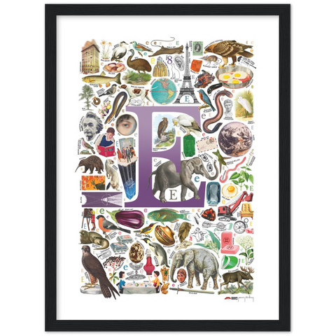 E is for Explore - a poster with English E words