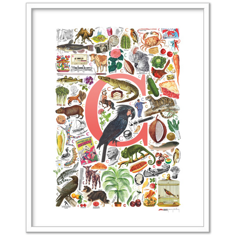 C is for Curious - a poster with English C words