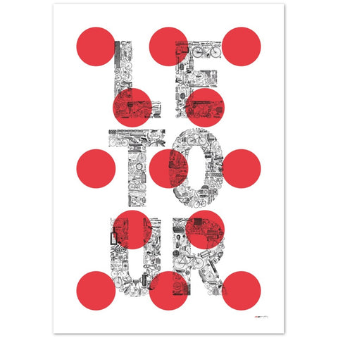 LE TOUR pois rouges - a Tour de France bicycle poster