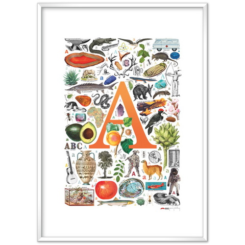 A is for Adventure - a poster with English A words