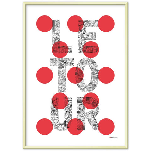 LE TOUR pois rouges - a Tour de France bicycle poster