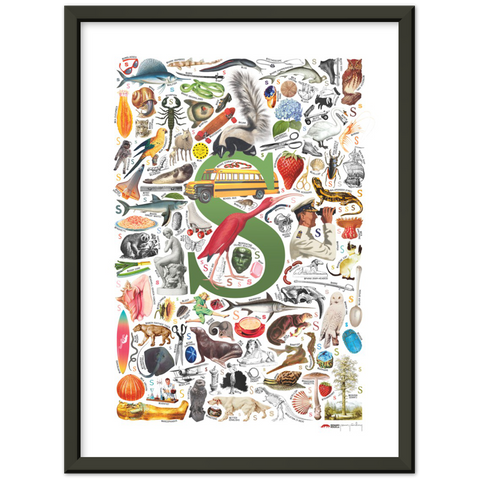 S is for Surprise - a poster with English S words