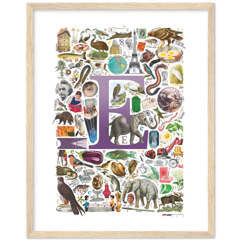 E is for Explore - a poster with English E words