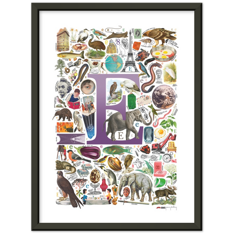 E is for Explore - a poster with English E words
