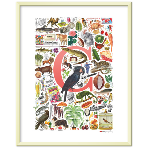 C is for Curious - a poster with English C words