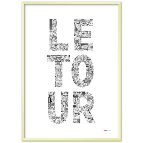 LE TOUR blanc - a Tour de France bicycle poster