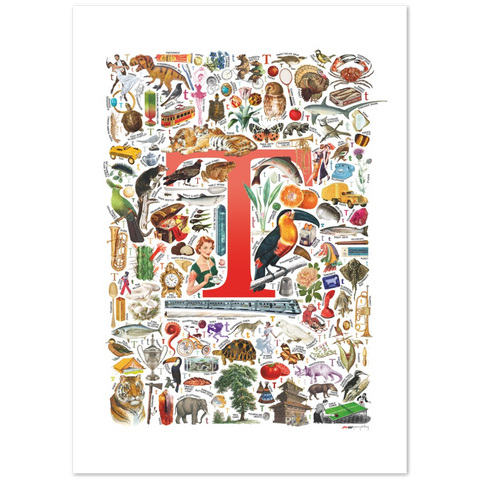 T is for Treasure - a poster with English T words