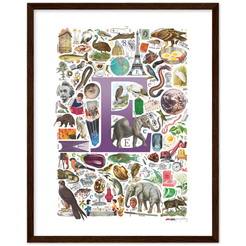 E is for Explore - a poster with English E words