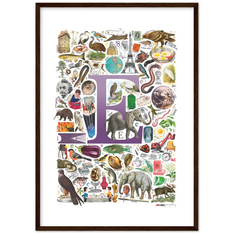 E is for Explore - a poster with English E words