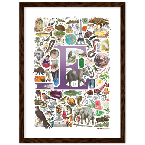 E is for Explore - a poster with English E words