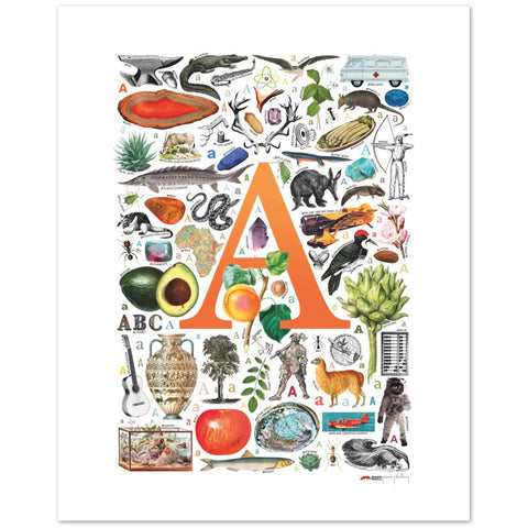A is for Adventure - a poster with English A words