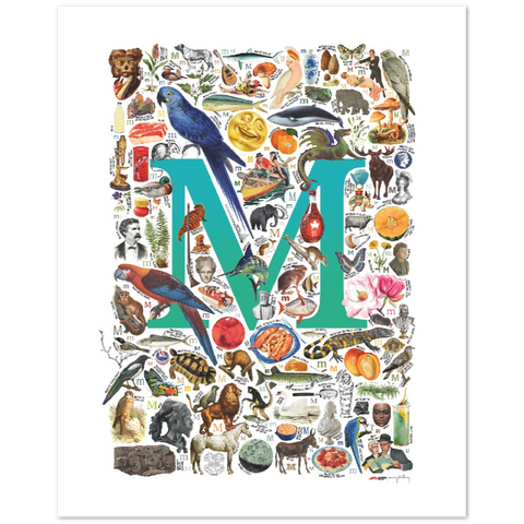 M is for Magical - a poster with English M words