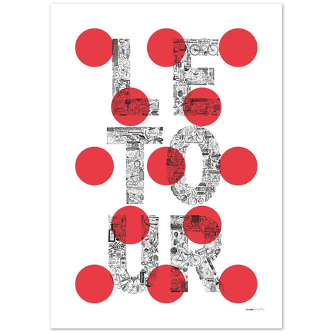 LE TOUR pois rouges - a Tour de France bicycle poster