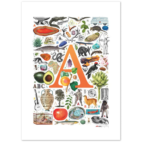 A is for Adventure - a poster with English A words
