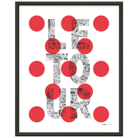 LE TOUR pois rouges - a Tour de France bicycle poster