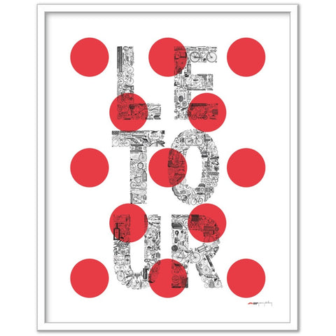 LE TOUR pois rouges - a Tour de France bicycle poster