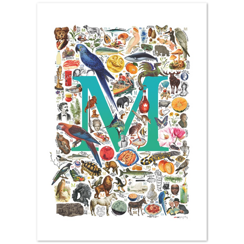 M is for Magical - a poster with English M words