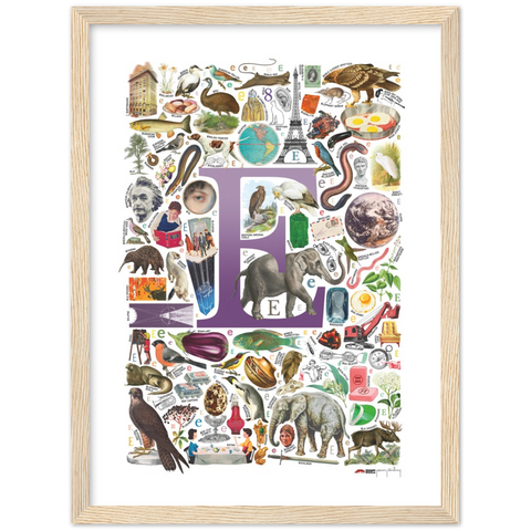 E is for Explore - a poster with English E words