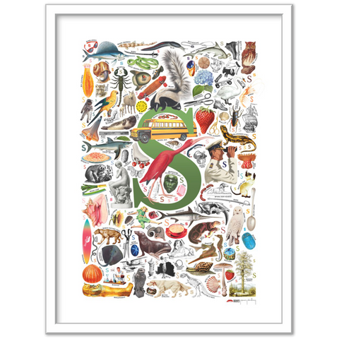 S is for Surprise - a poster with English S words