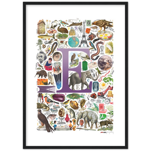 E is for Explore - a poster with English E words