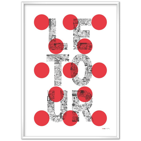 LE TOUR pois rouges - a Tour de France bicycle poster